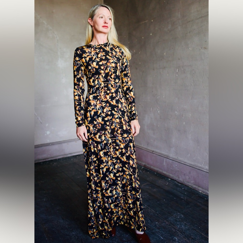 NWT ULLA JOHNSON | AMARI JERSEY LONG SLEEVE DRESS | SOLARIS